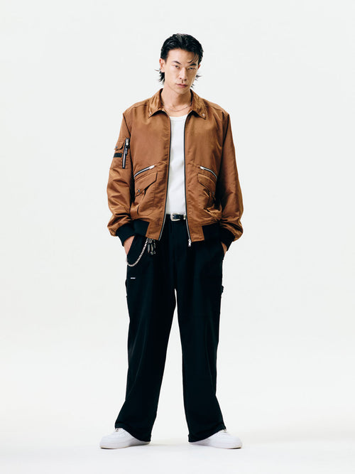 Nylon Collar Point Aviator Jacket