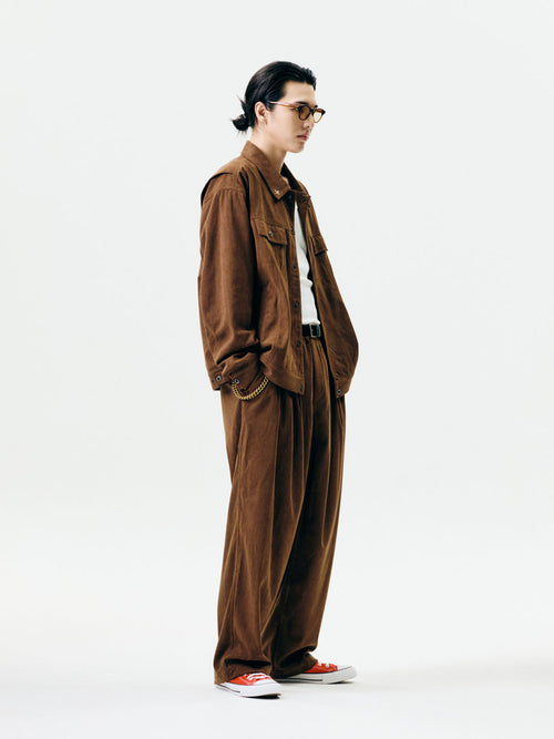 Corduroy Three Tuck Wide Pants
