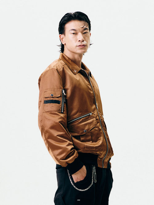 Nylon Collar Point Aviator Jacket