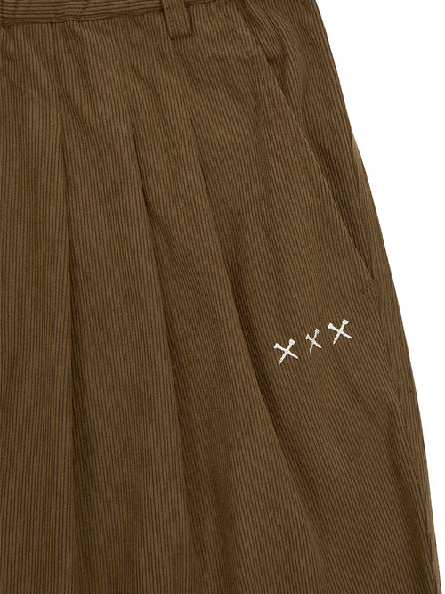 Corduroy Three Tuck Wide Pants