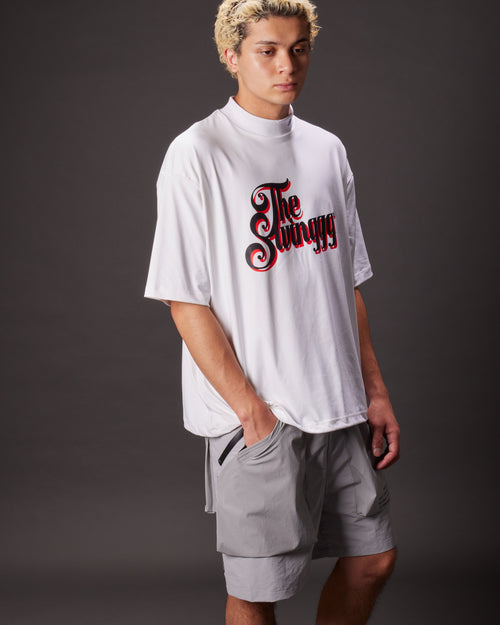 DOUBLE COL MOCK NECK TEE