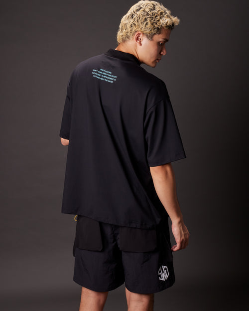 DOUBLE COL MOCK NECK TEE