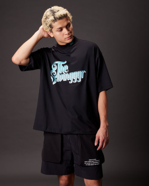 DOUBLE COL MOCK NECK TEE