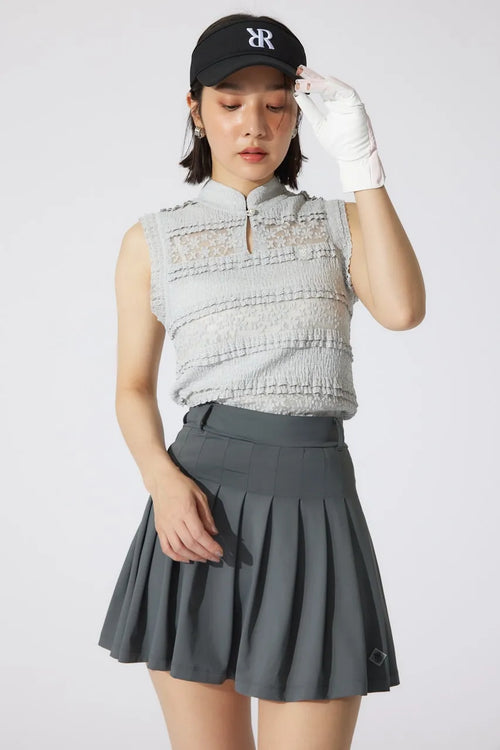 PLEATS FLARE CUT SKIRT