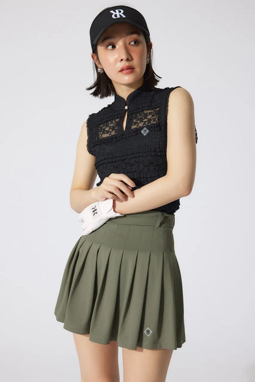 PLEATS FLARE CUT SKIRT