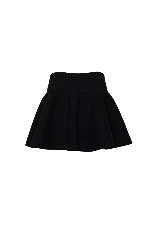 high-waist flare knit skirt