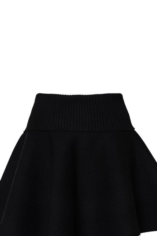 high-waist flare knit skirt
