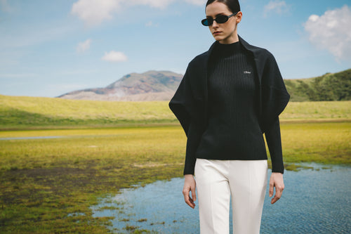 Ribbed half-neck knitwear