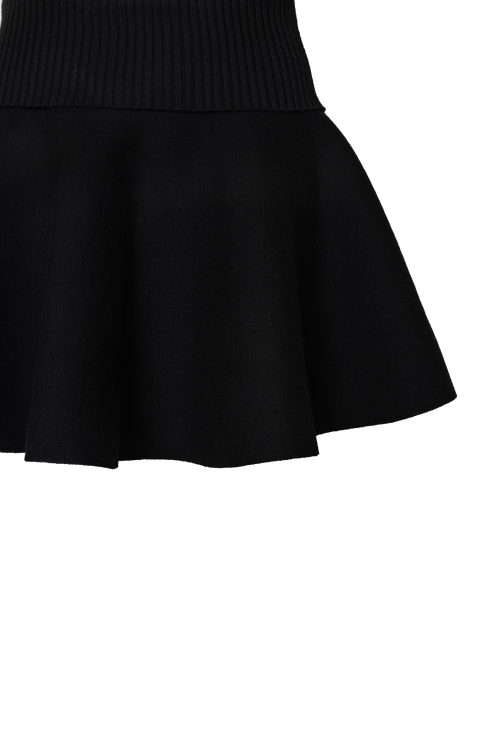 high-waist flare knit skirt