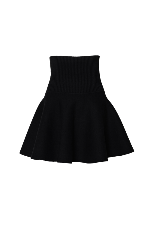 high-waist flare knit skirt