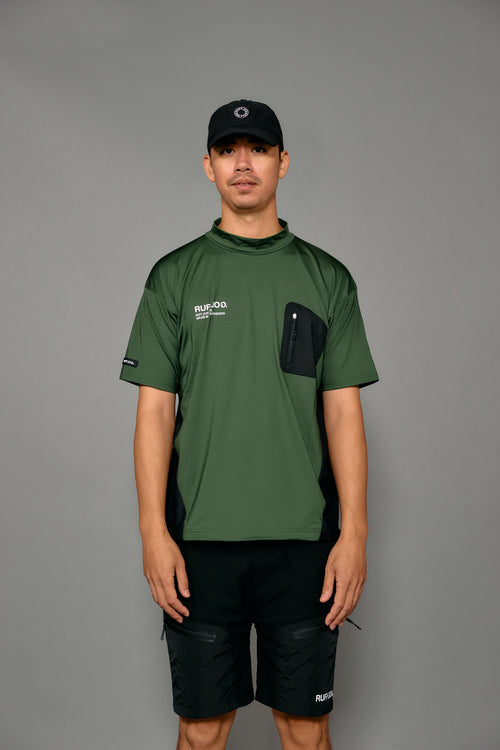 BACK MESH & TECH POCKET MOCK NECK SHIRTS
