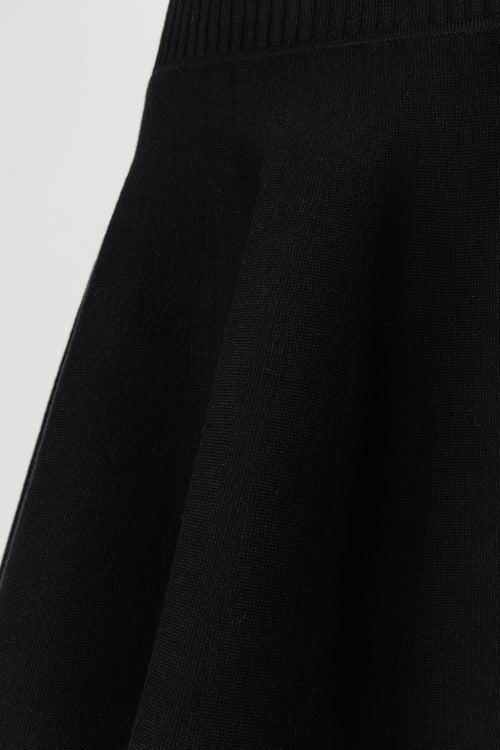 high-waist flare knit skirt