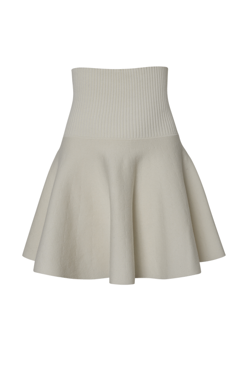high-waist flare knit skirt