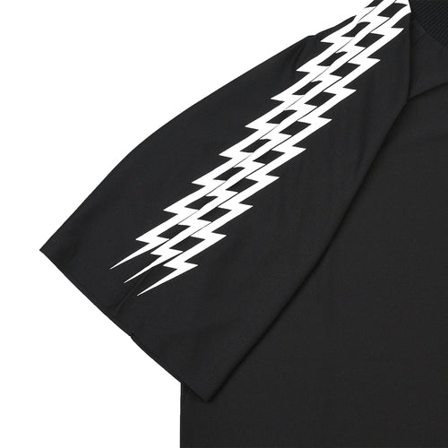 #THUNDER STRIPES MOCK NECK TEE
