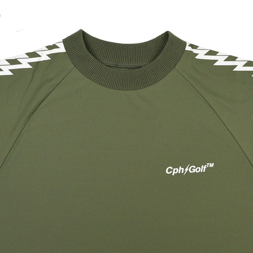 #THUNDER STRIPES MOCK NECK TEE