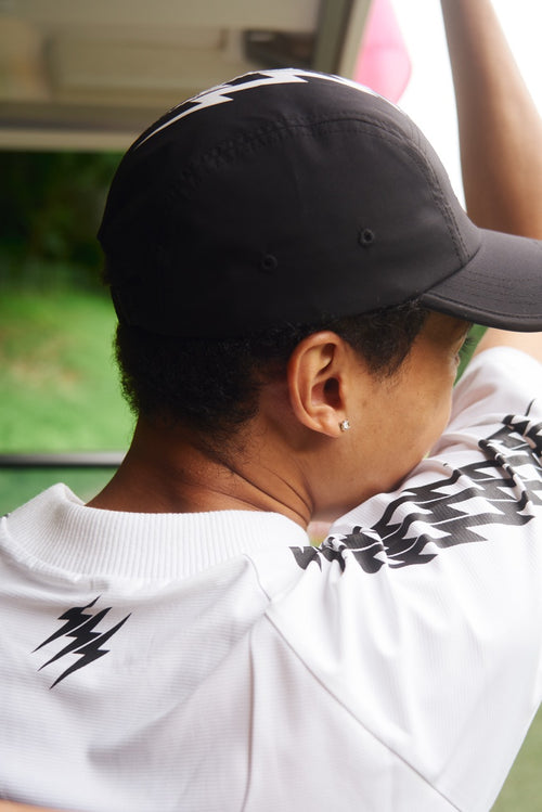#THUNDER STRIPES MOCK NECK TEE