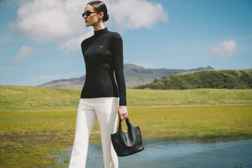 Ribbed half-neck knitwear