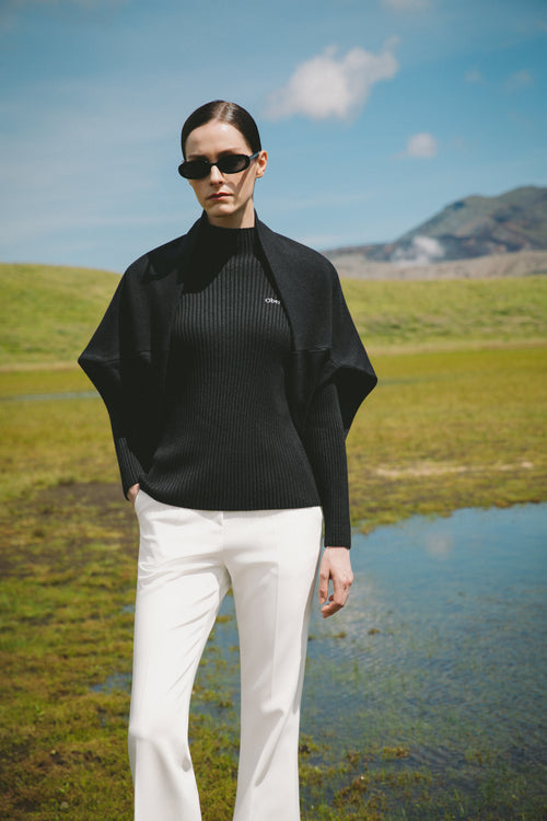 Ribbed half-neck knitwear