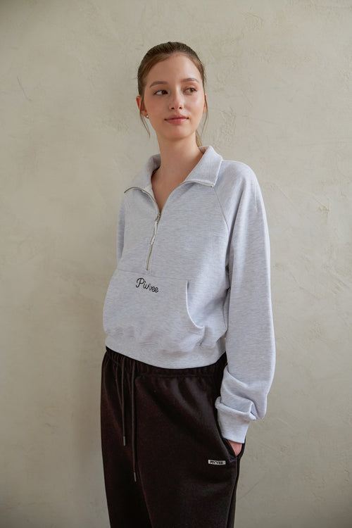 Logo Embroidered Half-zip Sweatshirt