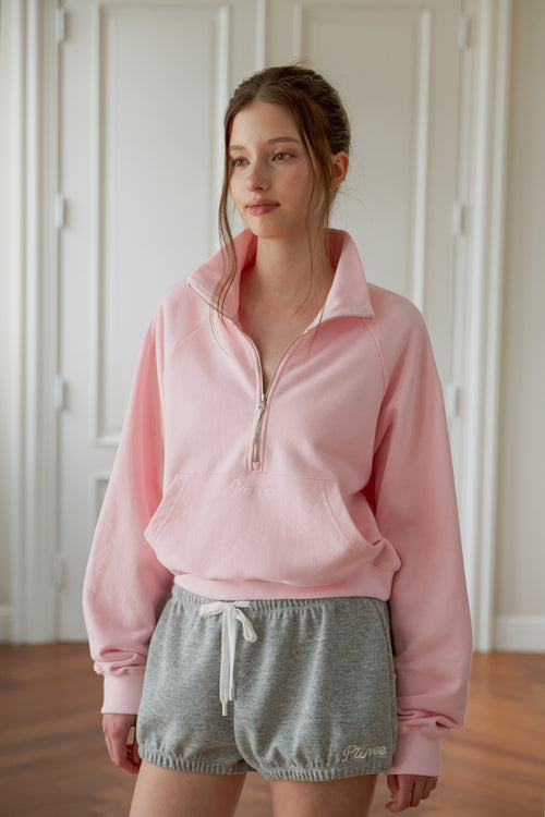 Logo Embroidered Half-zip Sweatshirt