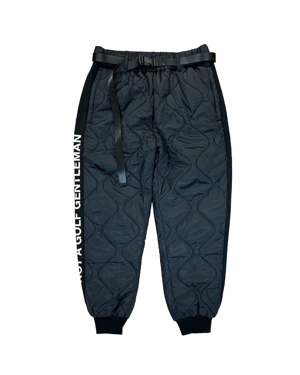 #FRONT QUILTED ADJUSTABLE PANTS BLACK/BLACK