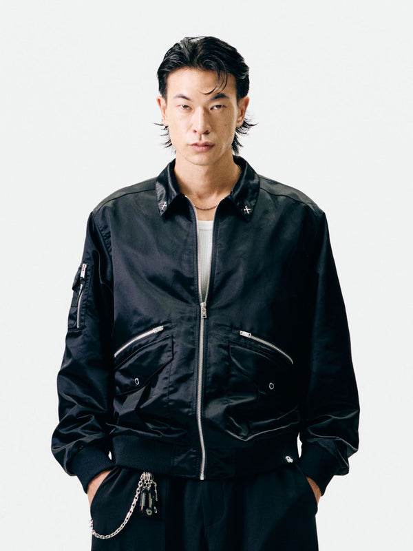 Nylon Collar Point Aviator Jacket