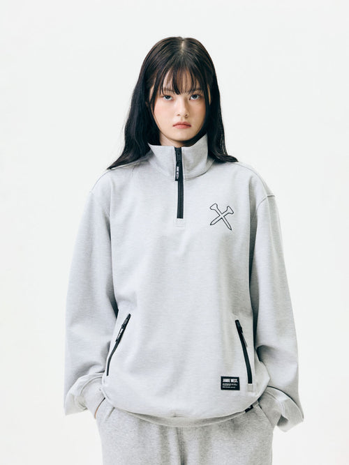 Highneck Half Zip-up Pocket Sweatshirts
