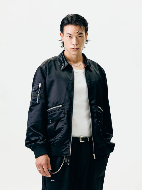 Nylon Collar Point Aviator Jacket