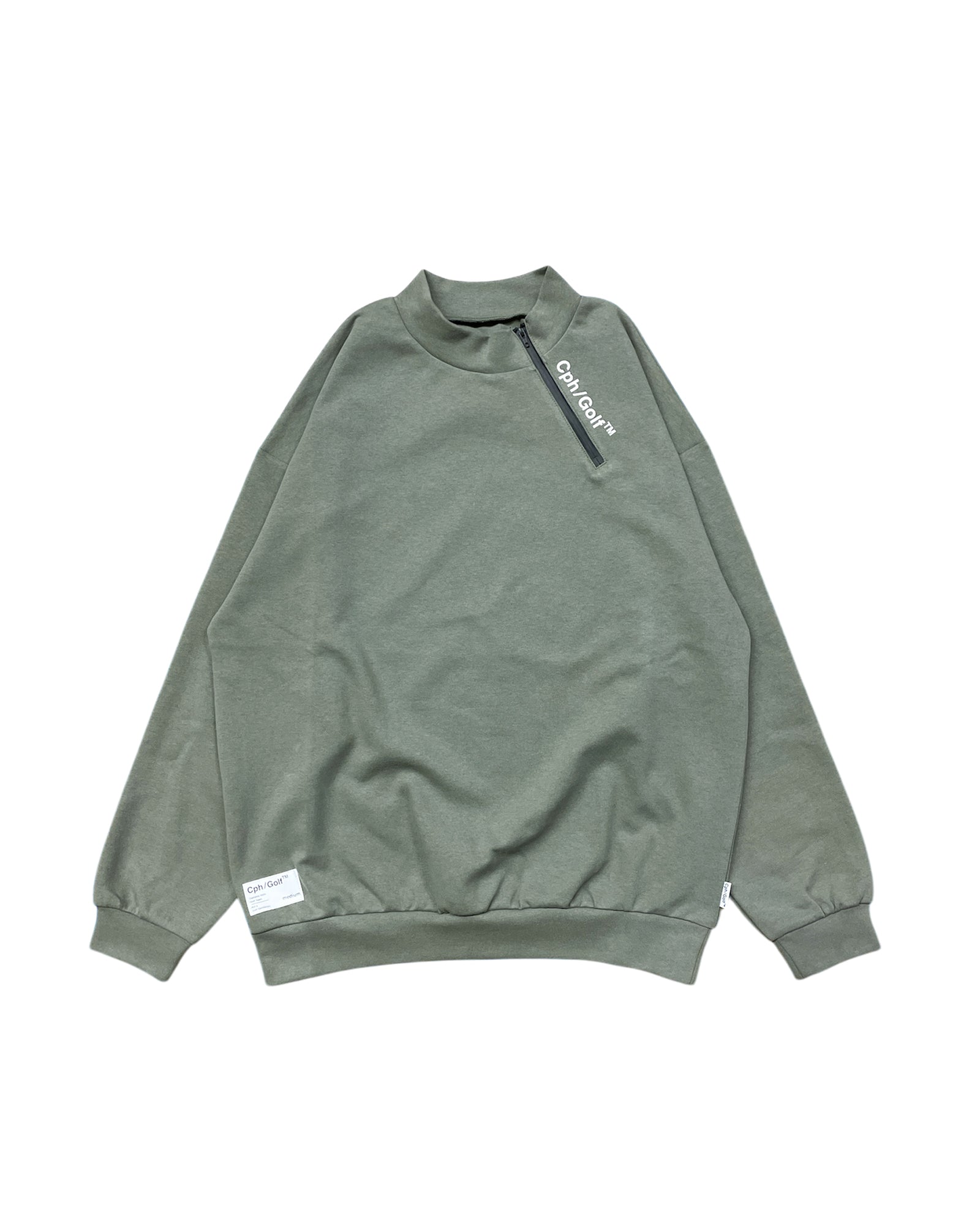 SIDE HALF ZIP L/S MOCK NECK TEE KHAKI – RUFFLOG