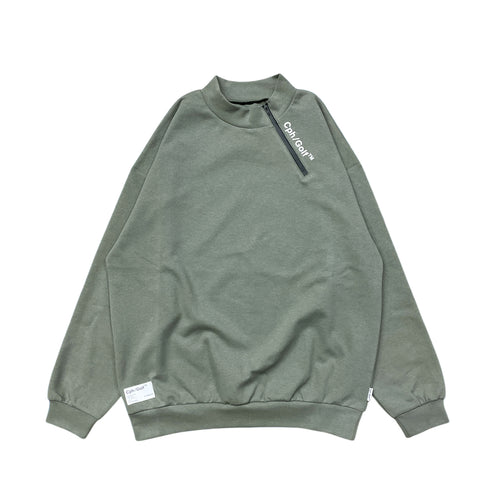 #SIDE HALF ZIP L/S MOCK NECK TEE KHAKI