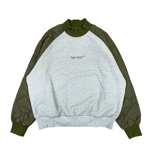 #QUILTED ARM PULLOVER L.GRAY/KHAKI