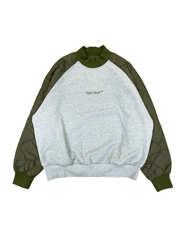 #QUILTED ARM PULLOVER L.GRAY/KHAKI