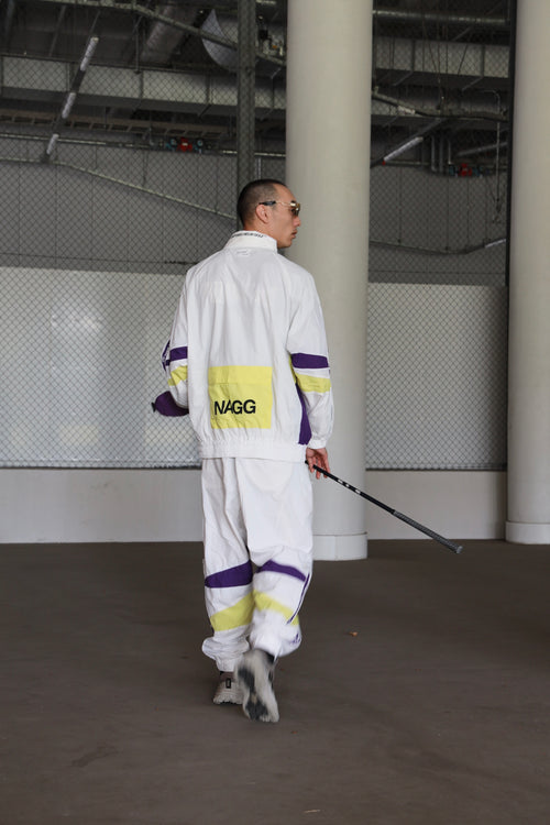 #SIDE ZIPPER NYLON PANTS WHITE