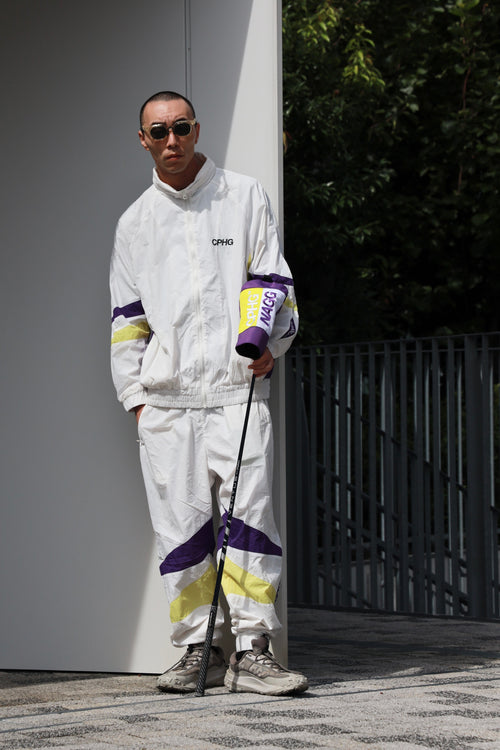 #SIDE ZIPPER NYLON PANTS WHITE