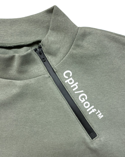 #SIDE HALF ZIP L/S MOCK NECK TEE KHAKI