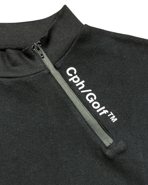 #SIDE HALF ZIP L/S MOCK NECK TEE BLACK
