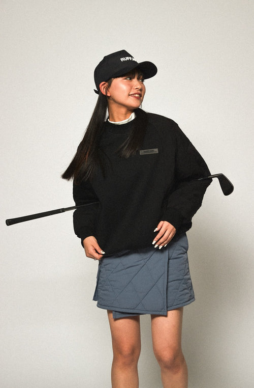 STRAIGHT QUILT PUFFER SKIRT GREY