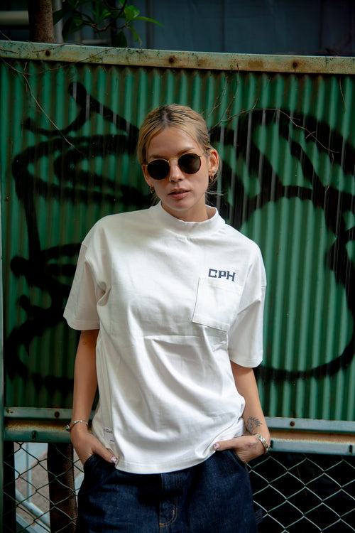 [WOMENS]OVERLAP LOGO SS MOCK