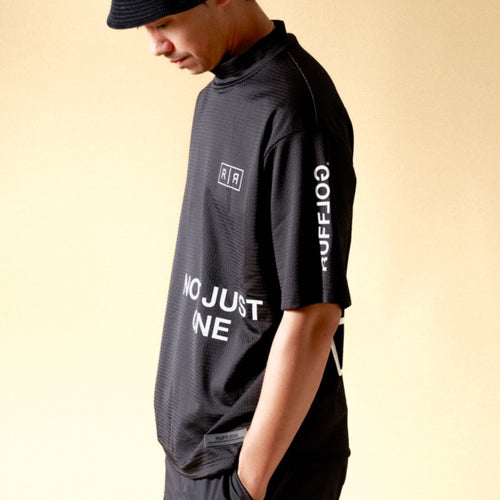 MESH SPONSORED MOCK TEE BLACK