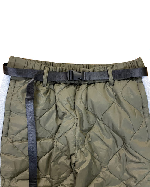 #FRONT QUILTED ADJUSTABLE PANTS L.GRAY/KHAKI