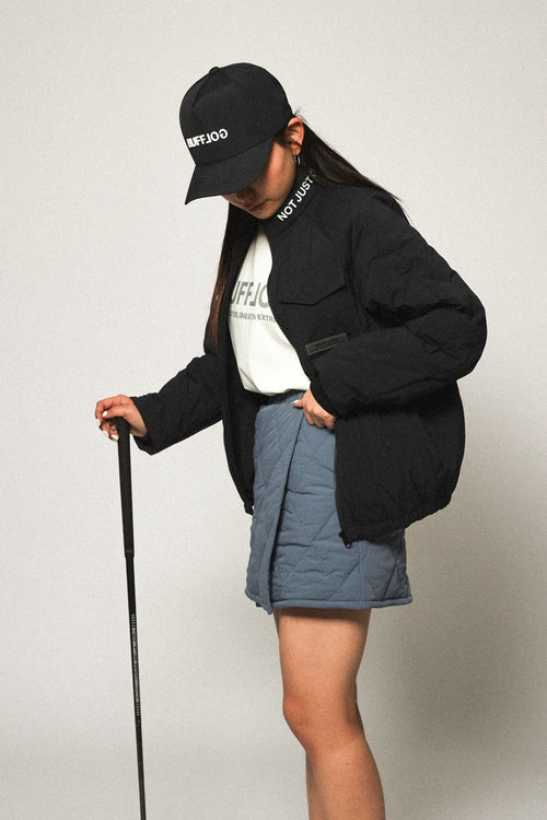 STRAIGHT QUILT PUFFER SKIRT GREY