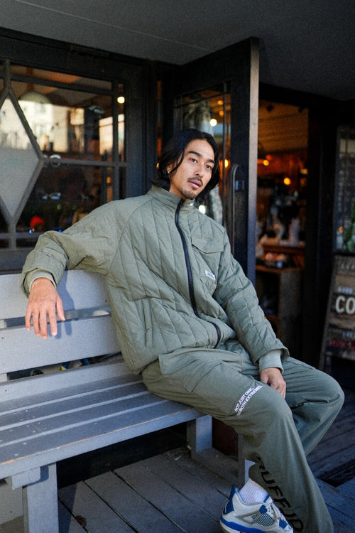 STRAIGHT QUILT PUFFER PANTS KHAKI