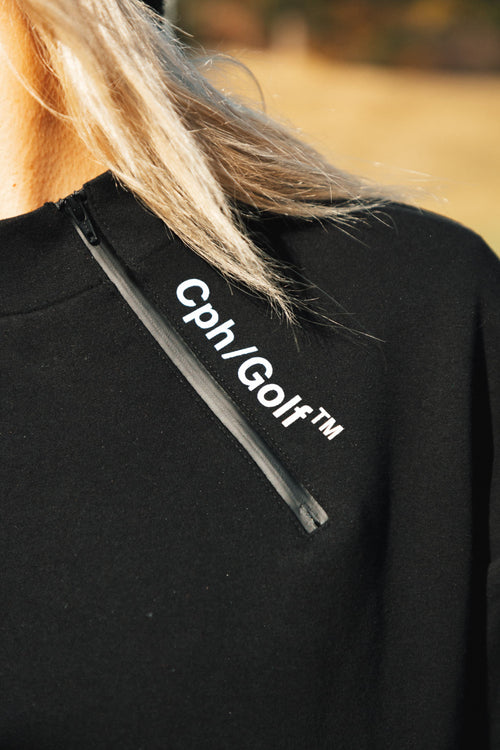 #SIDE HALF ZIP L/S MOCK NECK TEE BLACK