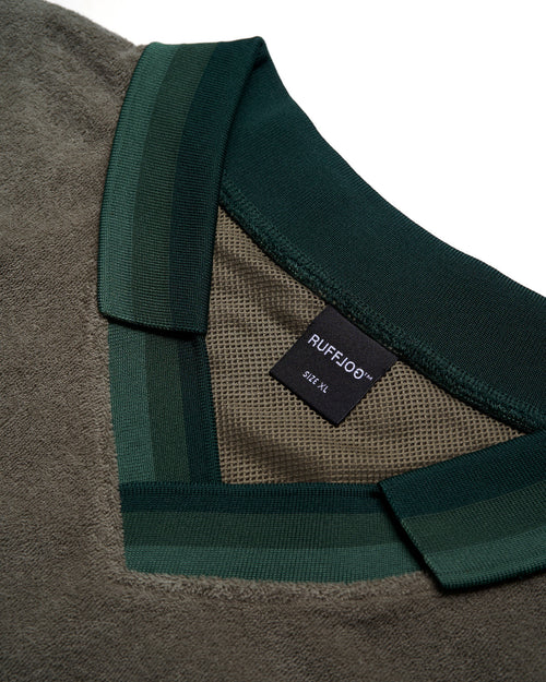Tri-Collar Pile Mesh Polo Olive