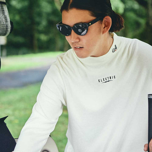 UNDER VOLT MOCK NECK L/S TEE OFF WHITE