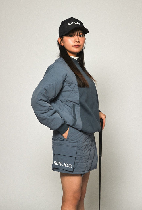 STRAIGHT QUILT PUFFER SKIRT GREY
