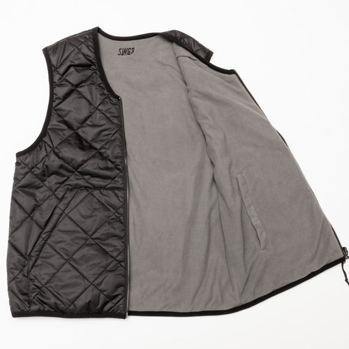 QUILT REVERSIBLE VEST BLKGRY