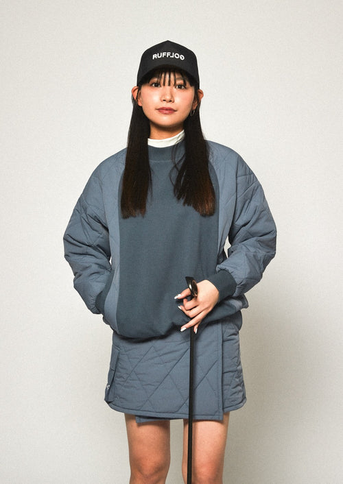STRAIGHT QUILT PUFFER SKIRT GREY