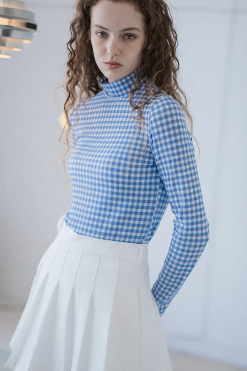 CHECK MOCKNECK TOP
