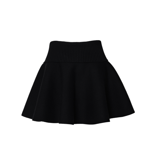 high-waist flare knit skirt